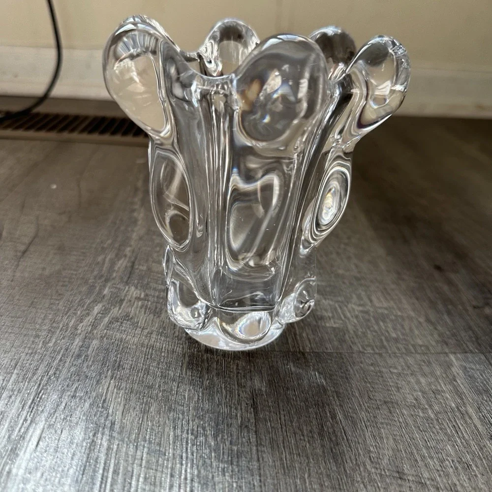 Art Deco Vintage Crystal Cascade Vase by Art Vannes le Châtel, France 5.5